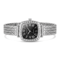 Watches for Women with Vintage Rectangular Case,26mm Case Diameter,Black Roman Numerals,Metal Steel Band,3ATM