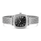 Watches for Women with Vintage Rectangular Case,26mm Case Diameter,Black Roman Numerals,Metal Steel Band,3ATM
