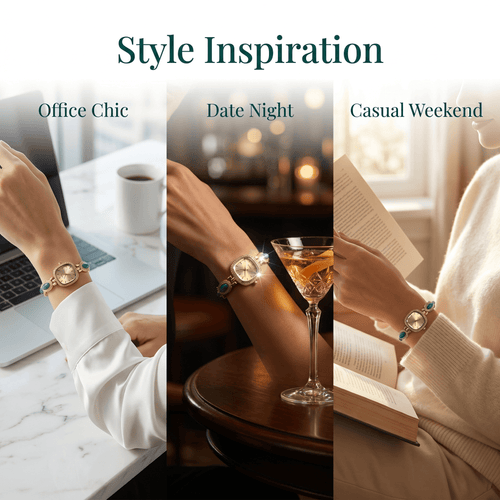 Gold Watches for Women, Easy to Read Dial Ladies Analog Watch, Oval Case, Stainless Steel Expansion Band, Waterproof Watch