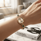 Gold Watches for Women, Easy to Read Dial Ladies Analog Watch, Oval Case, Stainless Steel Expansion Band, Waterproof Watch