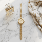 Watches for Women Vintage Bracelet Roman Dial Rectangular Case Gold Watch Waterproof with Tools