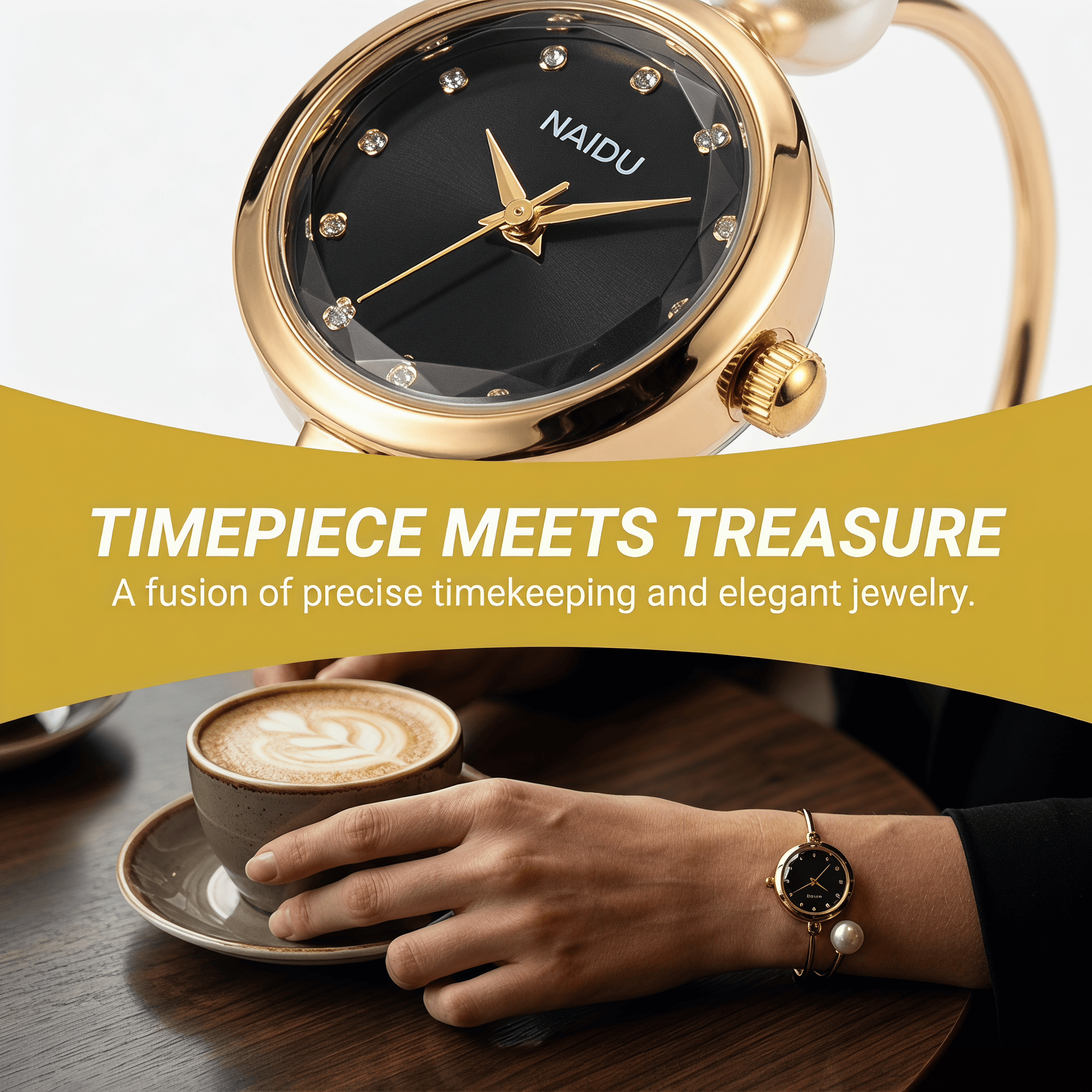 Women's Gold Dainty Bangle Watch Small Vintage Bracelet, Easy Read Numeral Dial Waterproof