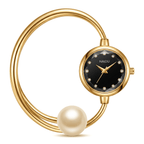 Women's Gold Dainty Bangle Watch Small Vintage Bracelet, Easy Read Numeral Dial Waterproof
