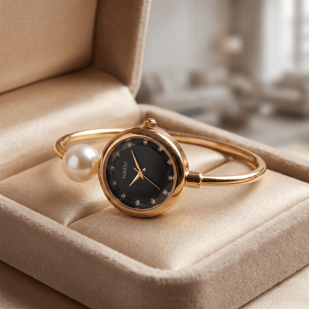 Women's Gold Dainty Bangle Watch Small Vintage Bracelet, Easy Read Numeral Dial Waterproof