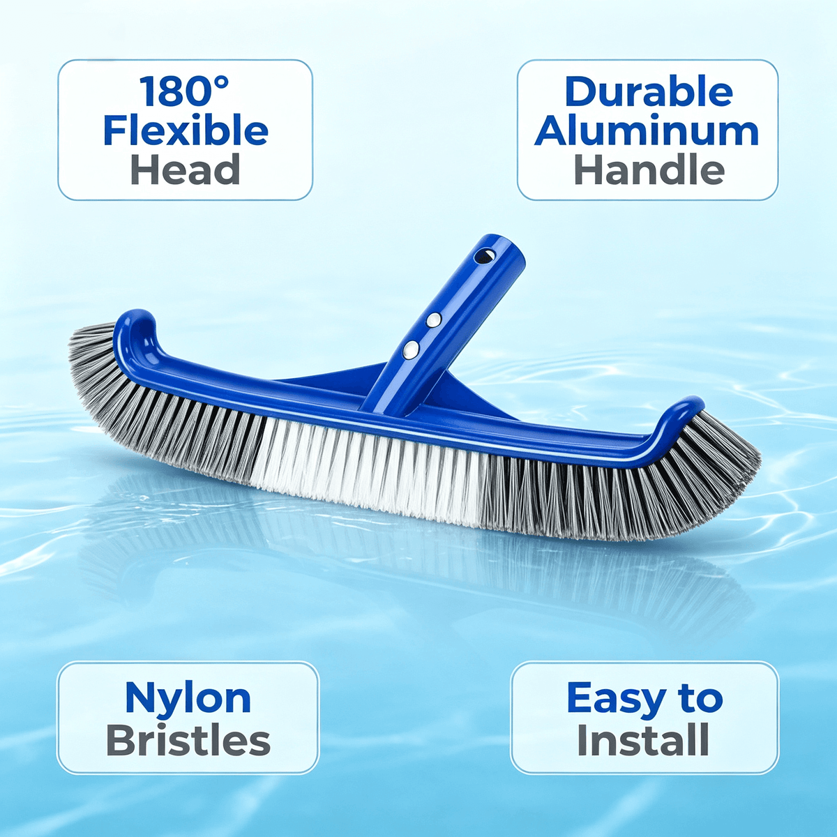 Pool Brush for Cleaning Walls & Floors - Heavy Duty Swimming Pool Scrub Brush