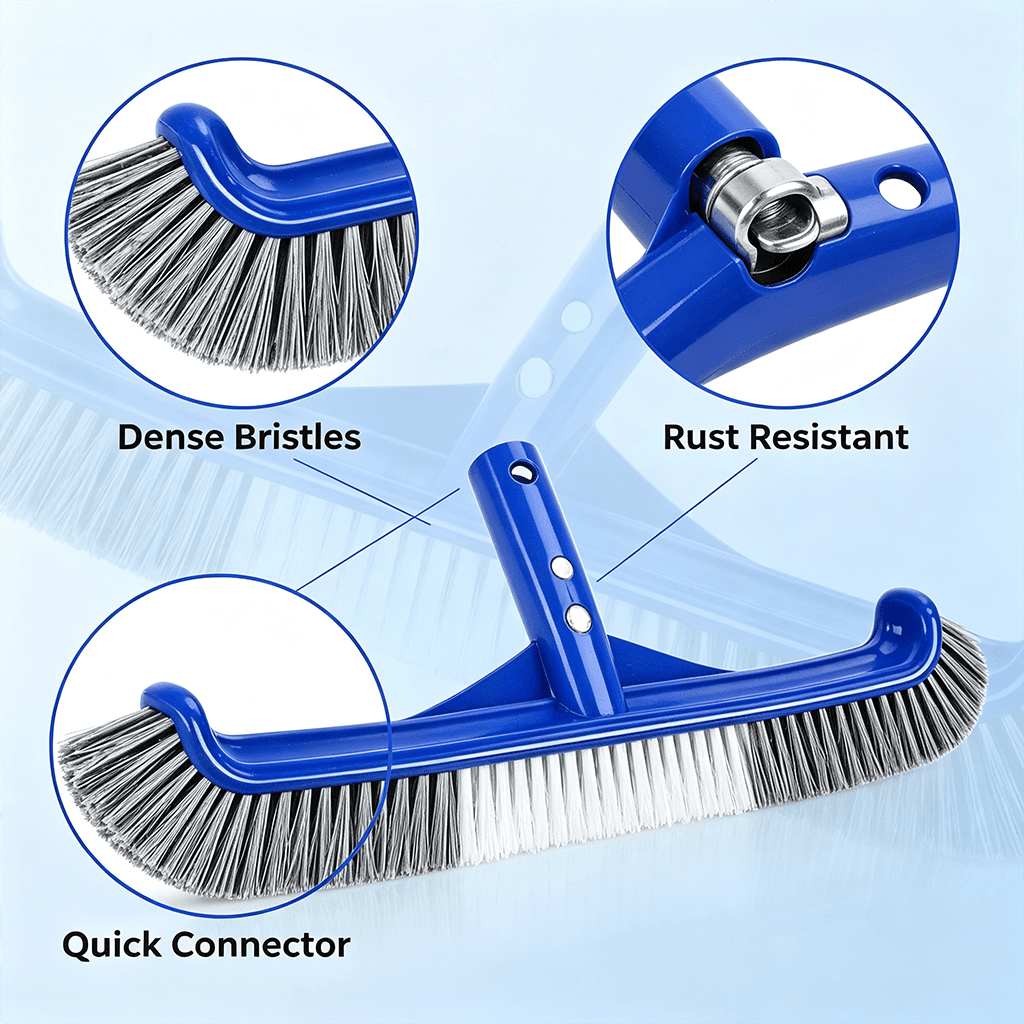 Pool Brush for Cleaning Walls & Floors - Heavy Duty Swimming Pool Scrub Brush